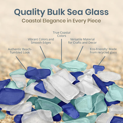Sea Glass for Crafts – 11oz Cobalt Blue, Aqua & White Seaglass, Beach Glass for Crafts, Sea Glass Decor, Broken Glass Pieces for Crafts, Glass Pieces for Crafts, Wedding, Coastal DIY Projects