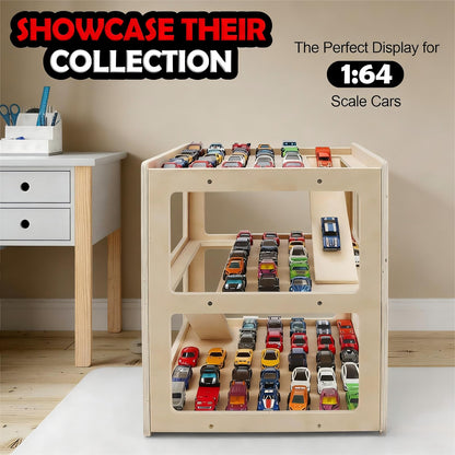 Display Case for Hot Wheels Garage & Matchbox Cars 1/64 Scale Diecast Toy Car Garage, Storage Case for Hot Wheels, Parking Diorama Toy Car Parking Ramp for 1/64 1/24 1/18