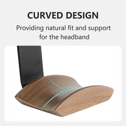 Jcurycke Headset Holder with 6cm Wide Walnut Headrest,Headphone Wall Mount Holder with Adhesive Tape and Screw, Headphone Stand for Over Ear and Gaming