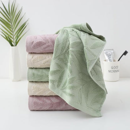 Pidada Hand Towels Set of 4 Leaf Pattern 100% Cotton Absorbent Soft Decorative