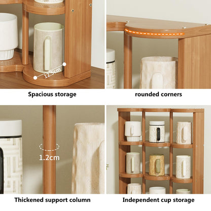 STEHEMO Wooden Coffee Mug Display Rack, Countertop Freestanding Grid Vintage Coffee Cup Display Stand, Rustic Coffee Mug Holder Organizer for Kitchen, Coffee Station,9 Grid