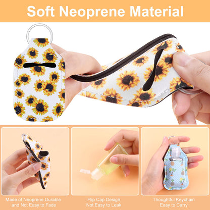 Empty Hand Sanitizer Holders Set 60pcs, Include 20 Portable Refillable Travel Bottle Container with Flip Cap, 20 Reusable Bottle Holders, 20 Wristlet Keychain