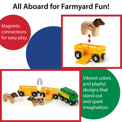 BRIO World Farm Train Set - 5-Piece FSC-Certified Accessories - Works with All Wooden Railway Sets - Includes Engine, Horse, Cow & Livestock Cars - Fun Play for Kids Ages 3 & Up