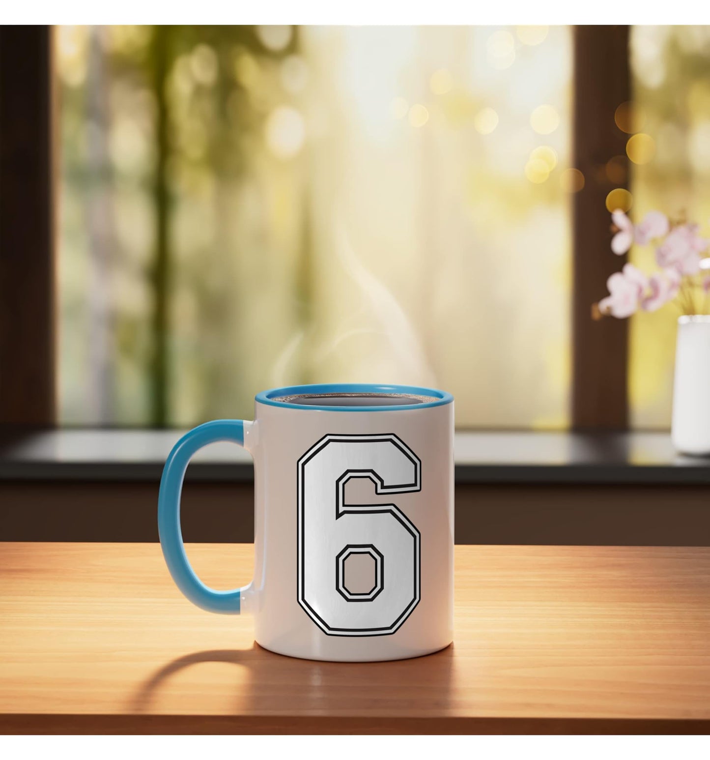 Halloween Number 6 Matching Meme Costume Men Women Kids Ceramic Mug, Blue/White