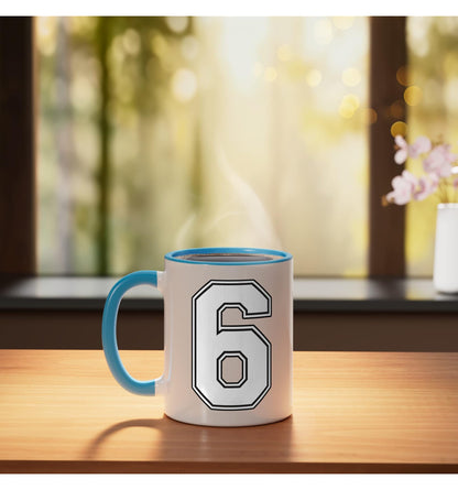 Halloween Number 6 Matching Meme Costume Men Women Kids Ceramic Mug, Blue/White