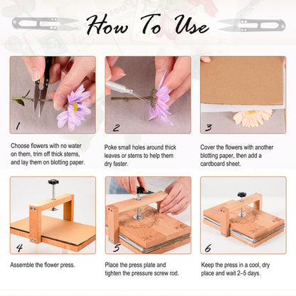 NPBIYOYG Large Flower Press Kit, 8 Layers Wooden Flower Press, Even Pressure for Wedding Bouquet Leaf Pressing DIY Arts and Crafts, Pressed Flowers Preservation for Adults