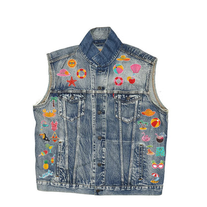 33 PCS Summer Iron on Patches Funny Beach Theme Bikini,Sunglasses,Hat,Coconut Embroidered Applique Sew on Patches for Backpacks,Pants,Clothes,Jeans,Bags,Jackets,Vests,Coat,Uniforms