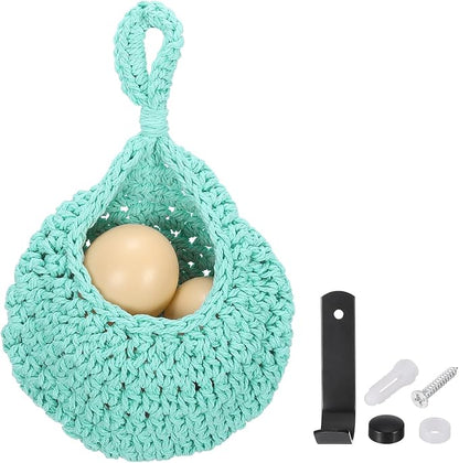 uxcell Hanging Fruit Baskets for Kitchen, Hand-Woven Wall Hanging Storage Jute