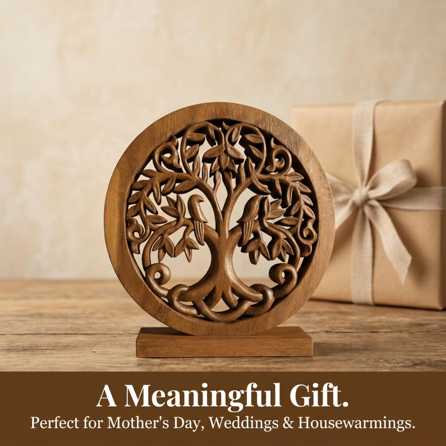Decozen Solid Wood Tree Sculpture, Gift for Mom, Home Decor, Living Room, Boho, Coffee Table, Centerpiece Table Decorations, Mantle, Bathroom Shelf, Farmhouse, Christmas Decorations, Mothers Day Gifts