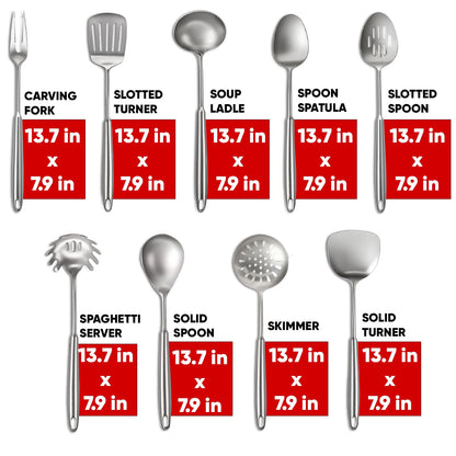 5 Pcs Newness Cooking Utensils Set, 304 Stainless Steel Kitchen Utensils Set, Metal Kitchen Accessories, Include Soup Ladle, Slotted Skimmer Spoon, Spaghetti Spoon and Spatula, Dishwasher Safe