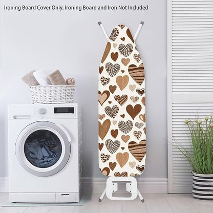 Leopard Hearts Ironing Board Cover Resist Scorching Cover Heavy Duty Padded