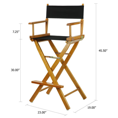 Casual Home 30" Director's Chair Honey Oak Frame-with Black Canvas, Bar Height