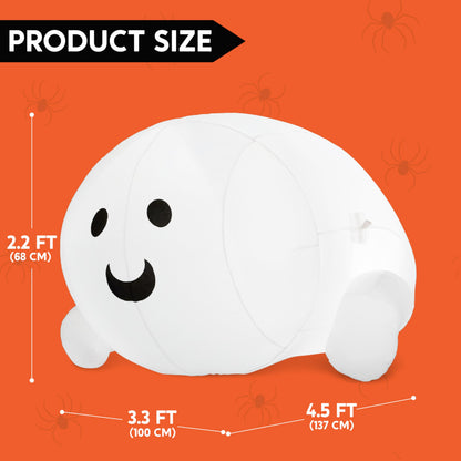 JOYIN Halloween Inflatable Outdoor Decorations, 4.5ft Inflatable Cute Ghost Decoration Lying On The Roof with LEDs, Halloween Blow Up Yard Decor for Parties Roof Decor