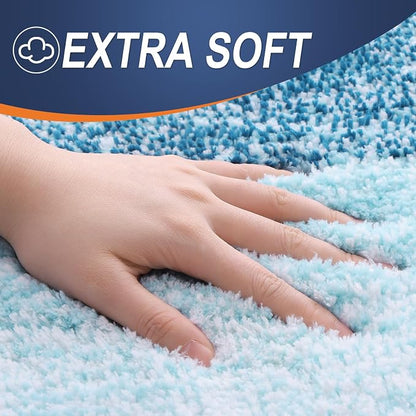 OLANLY Bathroom Runner Rugs Mat 47x20, Extra Soft Absorbent Microfiber Bath Rugs, Rubber Backing, Quick Dry, Washable Long Bath Mats for Bathroom, Tub and Shower, Home Decor Accessories, Peacock Blue
