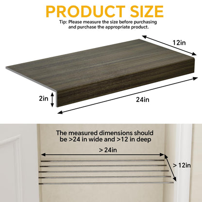 Giklux 4 PCS Wire Rack Covers for Pantry Wood Grain, 24''W * 12''D(Ready to Use) Faux Wood Shelf Covers for Wire Shelving, Rustic Closet Shelves Covering Toppers, for Pantry, Bathroom, Kitchen,(Dark)