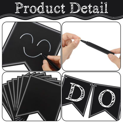 TaoBary 41 Pieces DIY Black Custom Banner Kit Includes 36 Pcs Black Blank Banners 4 Pcs White Chalk and Rope Custom Signs Phrase Banner for Birthday Wedding Baby Shower Themed Party Decorations