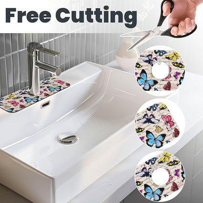 Butterfly Beautiful Vintage Butterflies Kitchen Sink Splash Guard Faucet Mat 1
