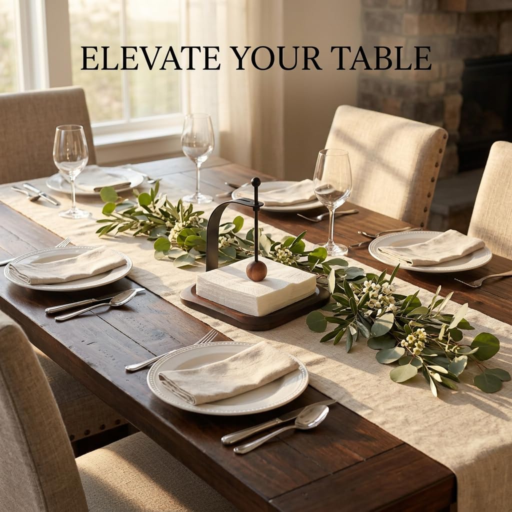 Napkin Holder for Table, Wood Napkin Holders for Paper Napkins, Cocktail Napkin Holder, Suitable for Kitchen, Restaurant, Bar, Office, Parties, Home Décor, Hotel, Cafe (South American black walnut)