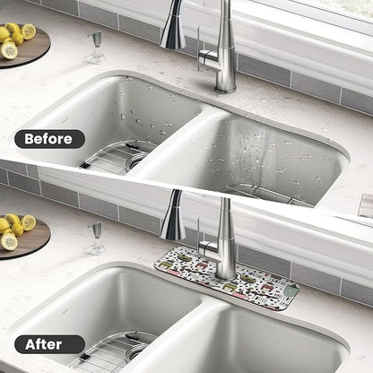 Coffee Coffe Kitchen Sink Splash Guard Faucet Mat Super Absorbent Fast Drying