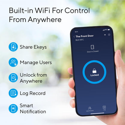 ULTRALOQ 2025 Upgrade Bolt NFC Smart Door Lock, Built-in WiFi Deadbolt 6-in-1 Keypad Keyless Entry Door Lock & Door Sensor,Auto Unlock,IP65 Waterproof,Easy Installation,BHMA Grade AAA