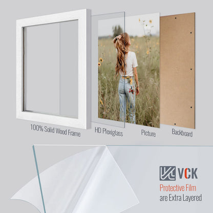 VCK 14x24 Picture Frames white Set of 6, Wide Border Wood Poster Frame, Multi-Directional Display Family Photos, Office Prints, Studio/Gallery Artwork, Woodgrain Series, Wall Hanging