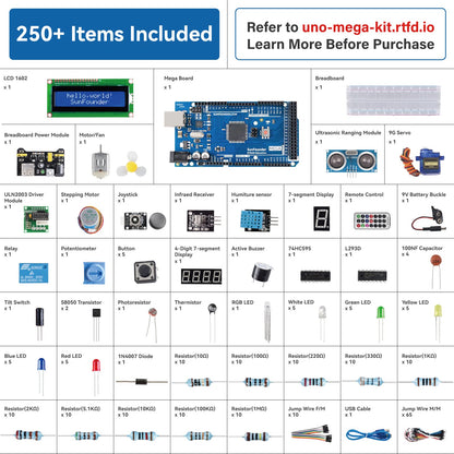 SunFounder Project The Most Complete Electronics Starter Kit Compatible with Arduino Mega 2560 R3 Mega328 Nano, 73 Tutorials Included