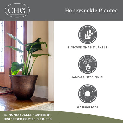 Classic Home and Garden by Growscape Honeysuckle Resin Planters - Lightweight Indoor & Outdoor Plant Pots - UV-Resistant Plastic Flower Pots - Pot Planters for Flowers & Herbs (13" Tequila Sunrise)