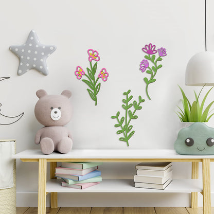 PerKoop 8 Pcs 3D Wooden Flowers Wall Decor, Unfinished Paintable Boho Wildflowers Hanging Sculpture for DIY Craft, Nursery, Bedroom, Living Room, Housewarming Gifts, Home Decorations(Elegant Style)