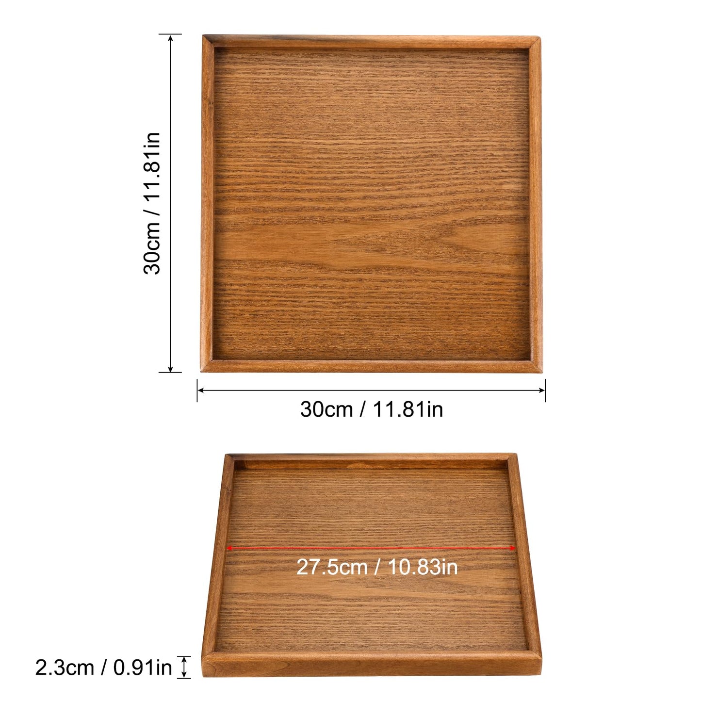 PATIKIL Wood Serving Tray 11.8 Inch, Square Decorative Platter for Home Decor Kitchen Table Candle Holder, Brown