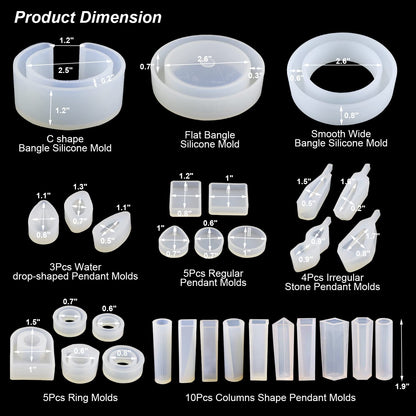 LET'S RESIN 30pcs Resin Jewelry Molds, Jewelry Molds for UV Resin, Resina Silicone Molds kit with Bracelet,Pendant,Ring for Epoxy Casting