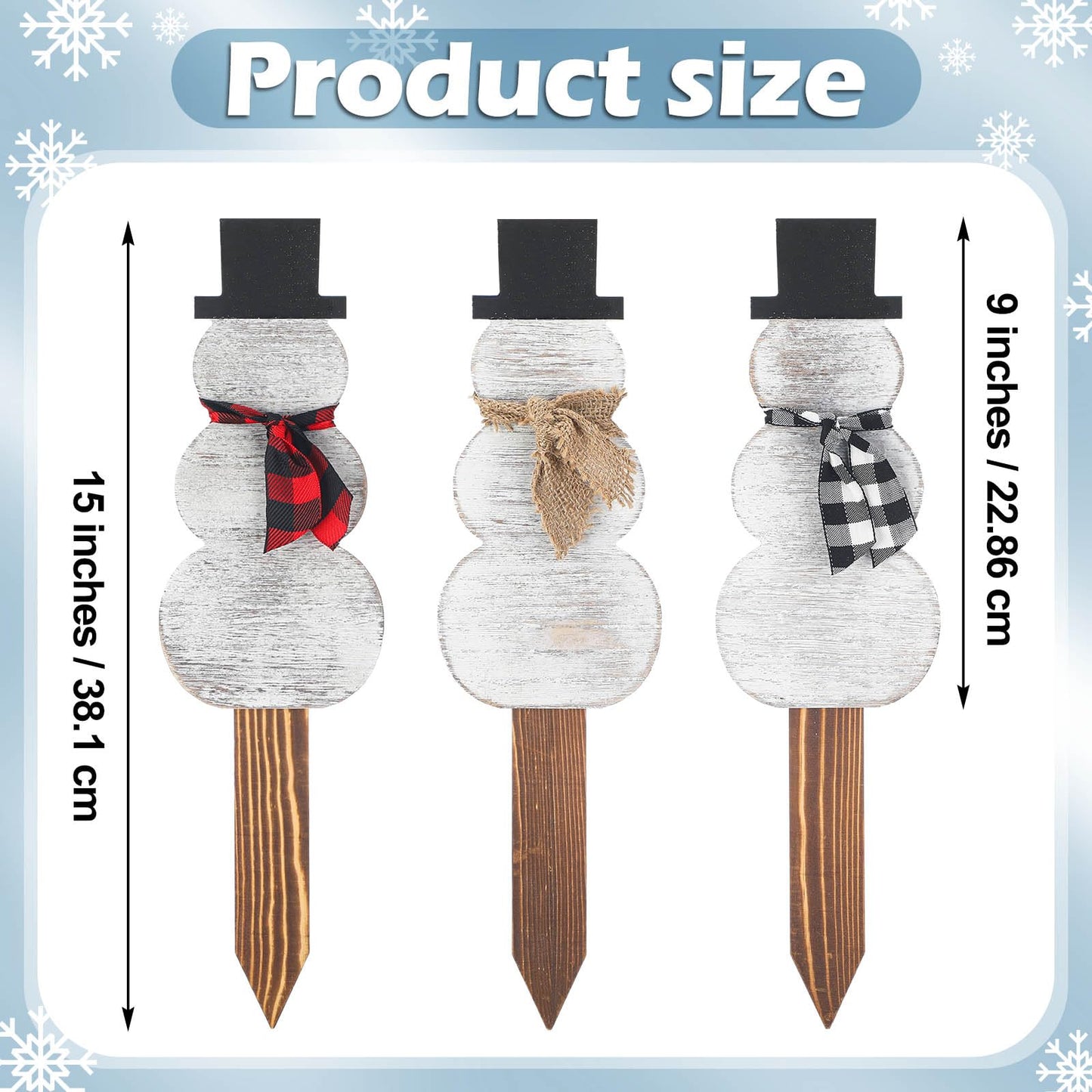 Amyhill 6 Pcs Wood Snowman Yard Stakes for Christmas Holiday Outdoor Farmhouse Snowman Decorations Xmas Garden Wooden Yard sign Decor with Stakes for Christmas Winter Lawn Patio Pathway Party Supplies