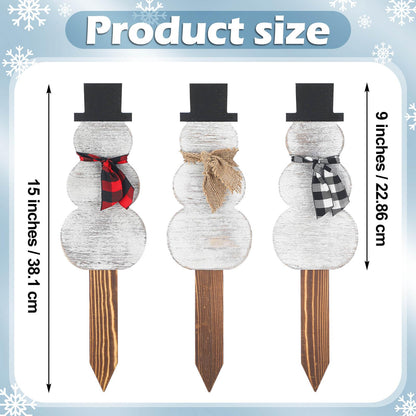 Amyhill 6 Pcs Wood Snowman Yard Stakes for Christmas Holiday Outdoor Farmhouse Snowman Decorations Xmas Garden Wooden Yard sign Decor with Stakes for Christmas Winter Lawn Patio Pathway Party Supplies