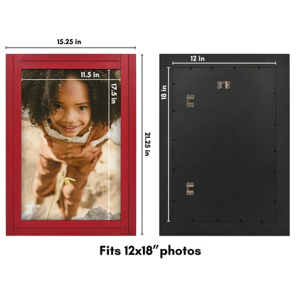 Americanflat 12x18 Poster Frame with Polished Plexiglass - Hampton Collection - Distressed Wood Picture Frames for Wall Display - Red