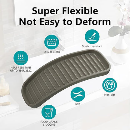 Gosmol Silicone Sponge Holder Kitchen Sink Organizer Tray Dish Caddy Soap