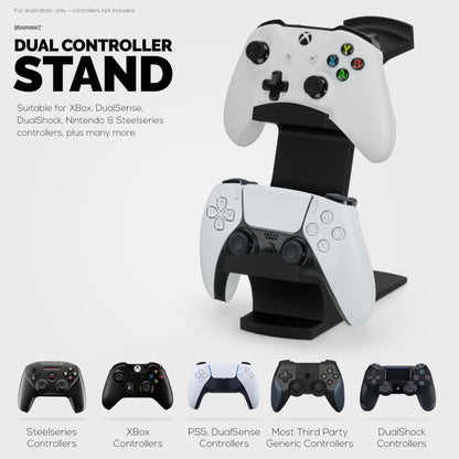 BRAINWAVZ The Gravitas - Headphone Stand & Game Controller Holder for Desk - Universal Design for All Types of Headsets & Gamepads (Black)