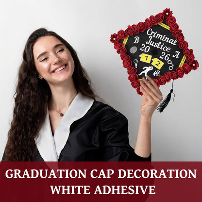 Dunzoom 39 Pcs Criminal Justice DIY Graduation Cap Decorations Set Grad Cap Topper Artificial Flowers Crime Scene-themed Number & Letter Stickers for Wreath Grad Hap Graduation Ceremony Party Supplies