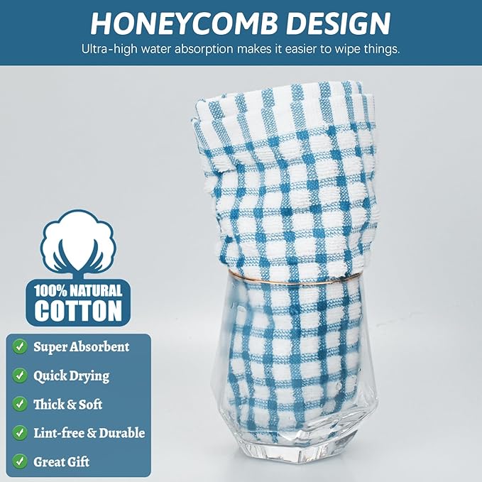 Nialnant 12 Pack Dish Towels for Kitchen, 100% Cotton Soft Dish Rags, Quick