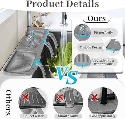 PoYang 24 Inch Faucet Mat for Kitchen Sink Splash Guard Behind Faucet, Sink