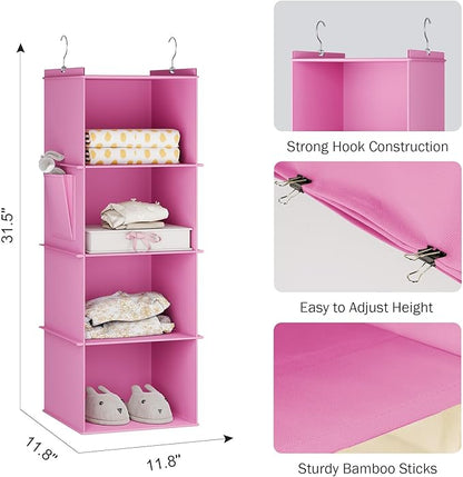 YOUDENOVA Hanging Closet Organizer, 4-Shelf Closet Hanging Storage Shelves