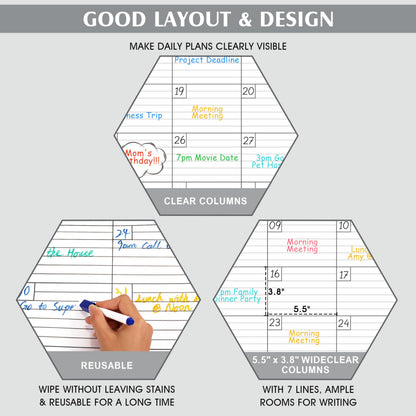 Large Dry Erase Calendar for Wall - Undated 1 Month Big Wall Calendar, 40" x 30", Erasable & Reusable Laminated Calendar Max with 8 Round Stickers, Great Layout Wall Calendar Dry Erase for Home, Office and School