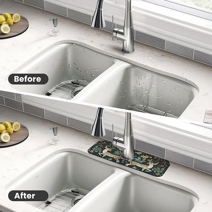 Christmas Kitchen sink faucet pad, strong water absorption, anti slip, very