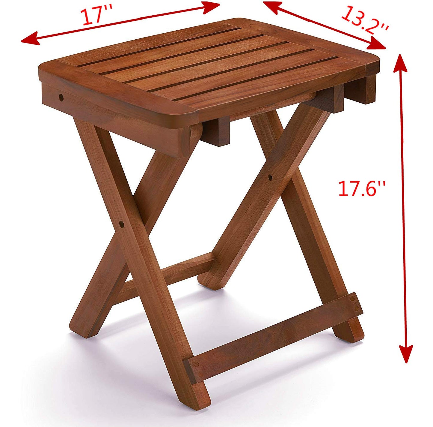 URFORESTIC Portable Shower Bench-Bamboo Folding Shower Stool Seat Chair Fully Assembled-Hold Up to 500 LBS