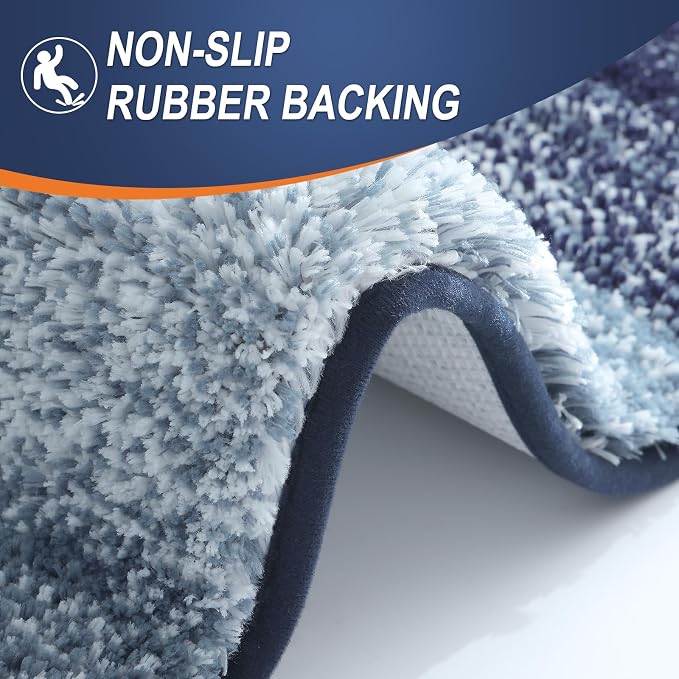 OLANLY Small Bathroom Rugs Mat 24x16, Extra Soft Absorbent Microfiber Bath Rugs, Rubber Backing, Quick Dry, Washable Bath Mats for Bathroom Floor, Tub and Shower, Home Decor Accessories, Airy Blue
