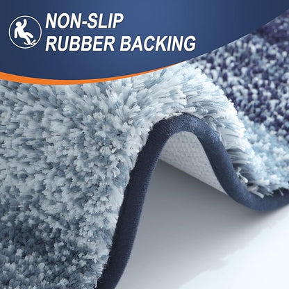 OLANLY Bathroom Rugs Mat 36x24, Extra Soft Absorbent Microfiber Bath Rugs, Rubber Backing, Quick Dry, Machine Washable Bath Mats for Bathroom Floor, Tub and Shower, Home Decor Accessories, Airy Blue