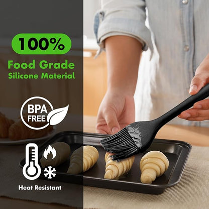 HOTEC 600℉ Heat Resistasnt Basting Brushes, BPA Free Silicone Pastry Brush