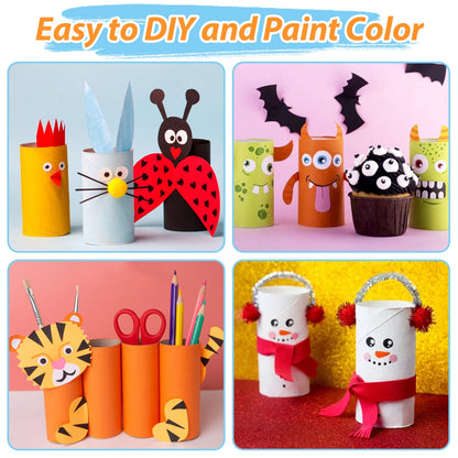 MAPVOLUT 120 Pieces Cardboard Tubes for Crafts, White Kraft Toilet Paper Rolls for Crafts - 1.5 x 3.4 Inches Strong And Pressure-Resistant Tubes for Craft Supplies, Family DIY Art