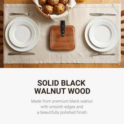 Modern Table Napkin Holder in Solid Black Walnut Wood, Large Decorative Design with Wind-Resistant Feature, Fits Standard 6.5" Napkins for Kitchen, Dining, or Outdoor Use
