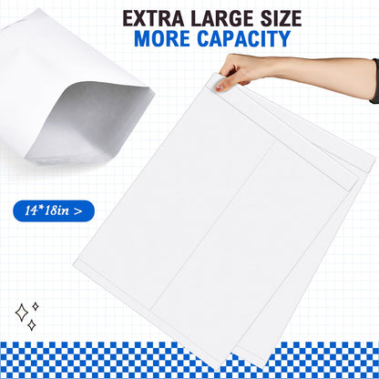 Motipuns 50 Pcs 14'' x 18'' Extra Large Mailing Envelopes 32lb with Gummed Flaps, Catalog Jumbo Craft Envelopes for Mailing, Storage and Organizing Documents Office Supplies(White)