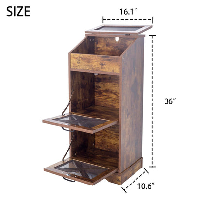 TDLEAYYD Potato Storage Bin Wooden Bread Box, Mid Century Modern Vegetable Storage Box with Lid, Farmhouse Potato and Onion Storage Cabinet for Kitchen,Brown