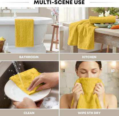 Artoid Mode 2 Pcs Yellow 3D Rabbit Jacquard Easter Hand Towels